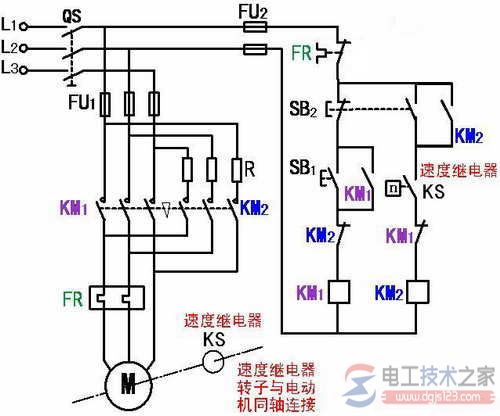 單向啟動反接制動控制線路